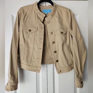 Draper James Beige Button-Front Jean Jacket